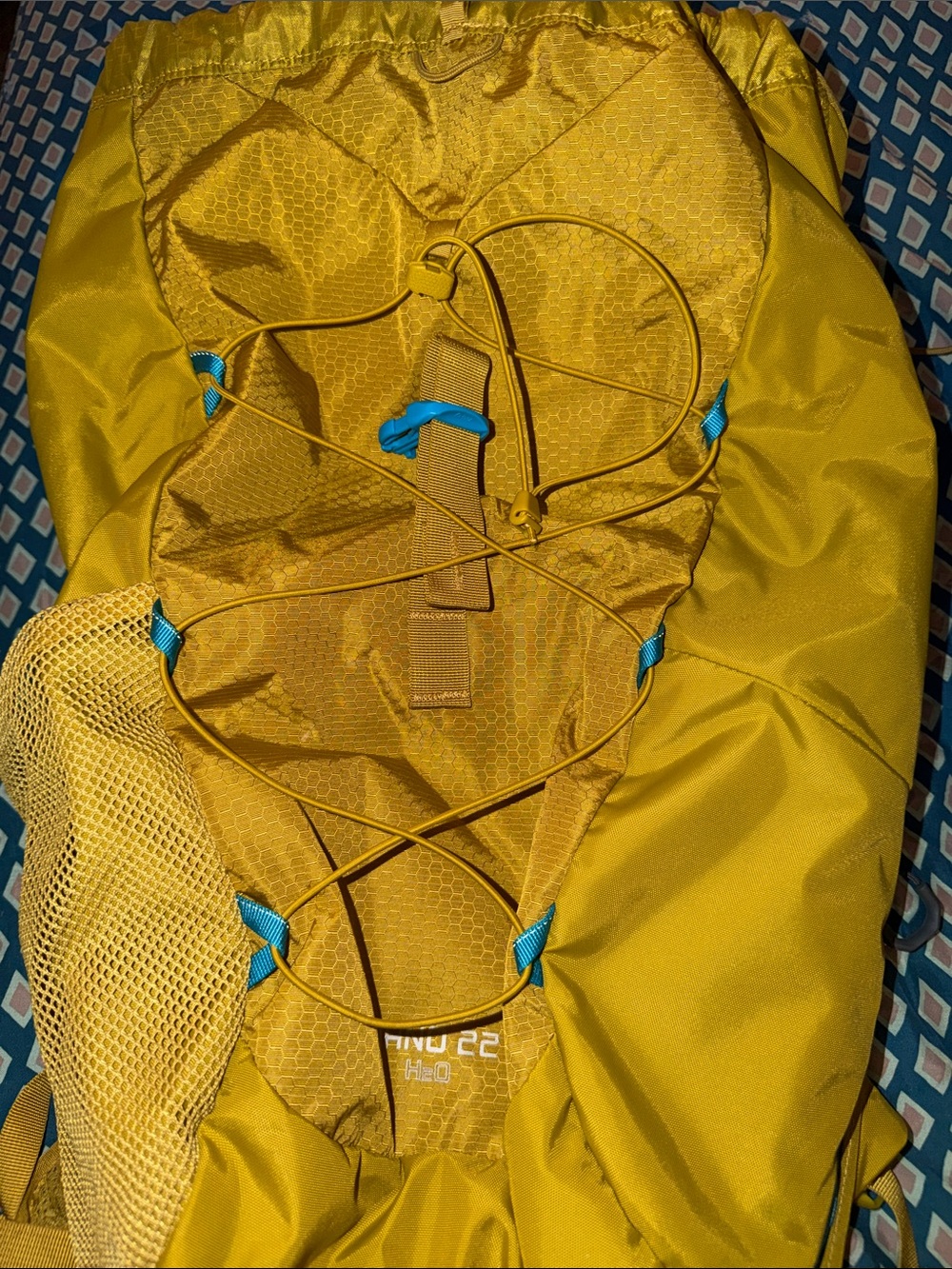 Gregory NANO 22 Mustard Yellow Backpack w/Blue Accent pocket for CamelBak - Picture 2 of 8